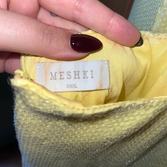 Meshki One Shoulder Yellow Sequin Dress - Picture 3 of 5